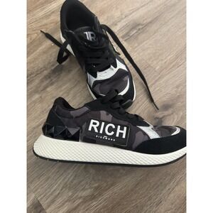 JOHN RICHMOND Rich Silver Leather/Textile Logo Sneaker 3020/W Size 36 VARIANT B